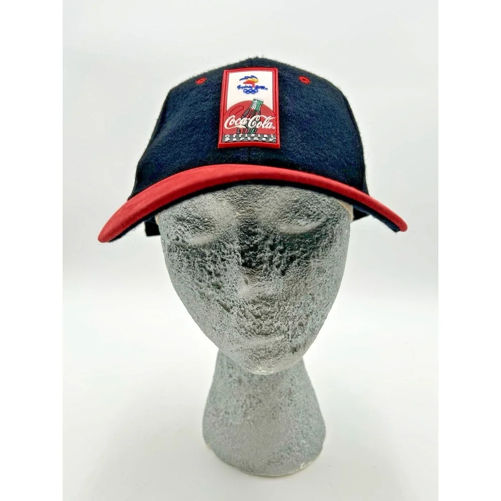 Sydney 2000 Olympic Games Cap Coca-Cola Coke Hat Wool & Suede‎ Vintage 1996